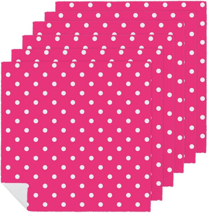 Pink Polka Dot Soft and Lightweight Napkins, Suitable for Dining Tables 6 PCS