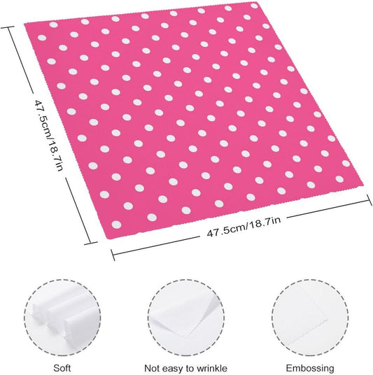 Pink Polka Dot Soft and Lightweight Napkins, Suitable for Dining Tables 6 PCS