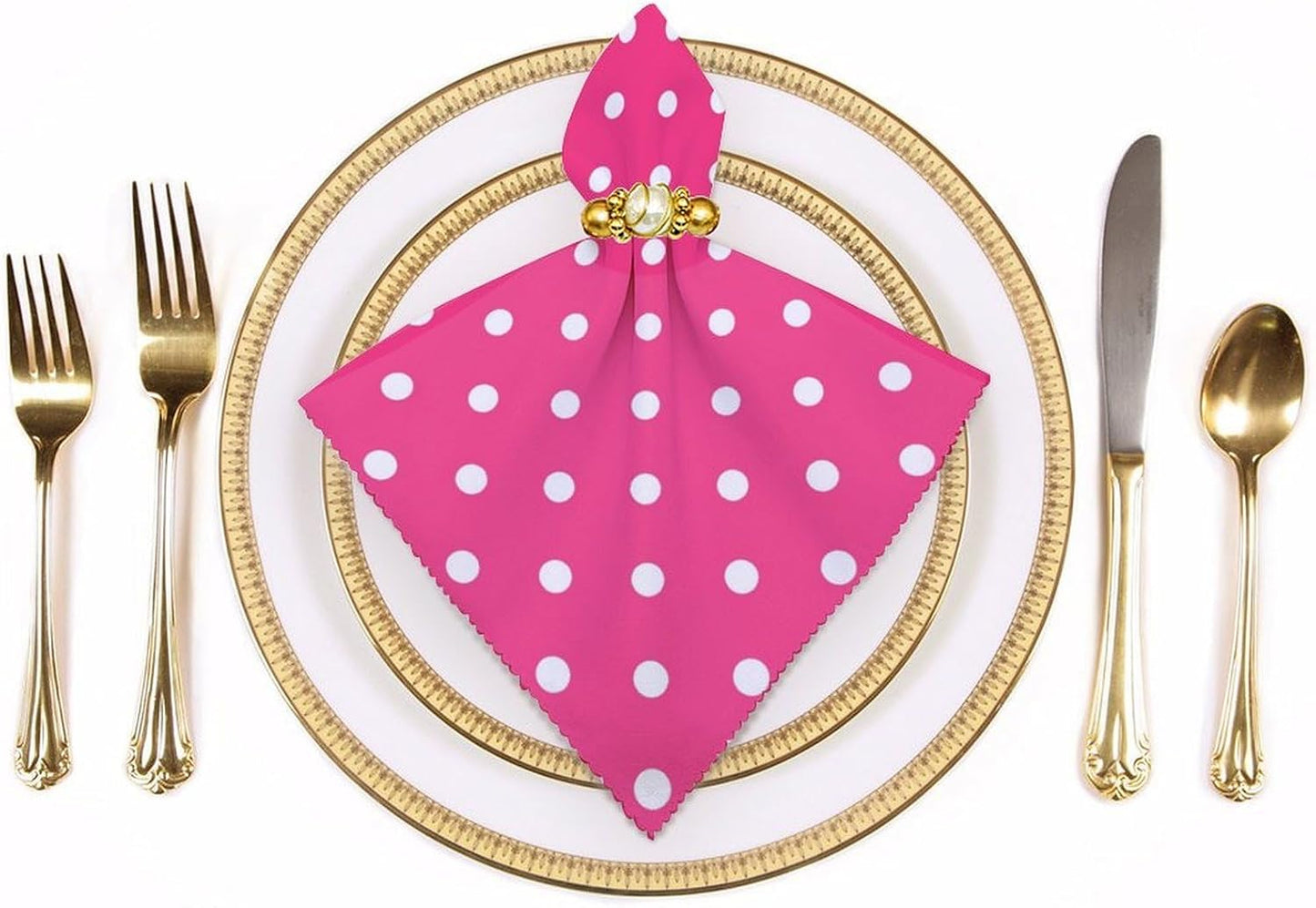 Pink Polka Dot Soft and Lightweight Napkins, Suitable for Dining Tables 6 PCS