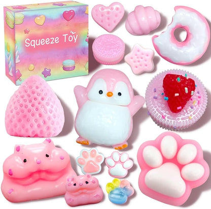 14Pcs Taba Squishies Toys, Cute Taba Fufu Squishy Toy Stress Relief Toys Sensory for Kids Adults, Squeeze Toys for Anxiety, Party Favors, Birthday Gifts, Classroom Prizes