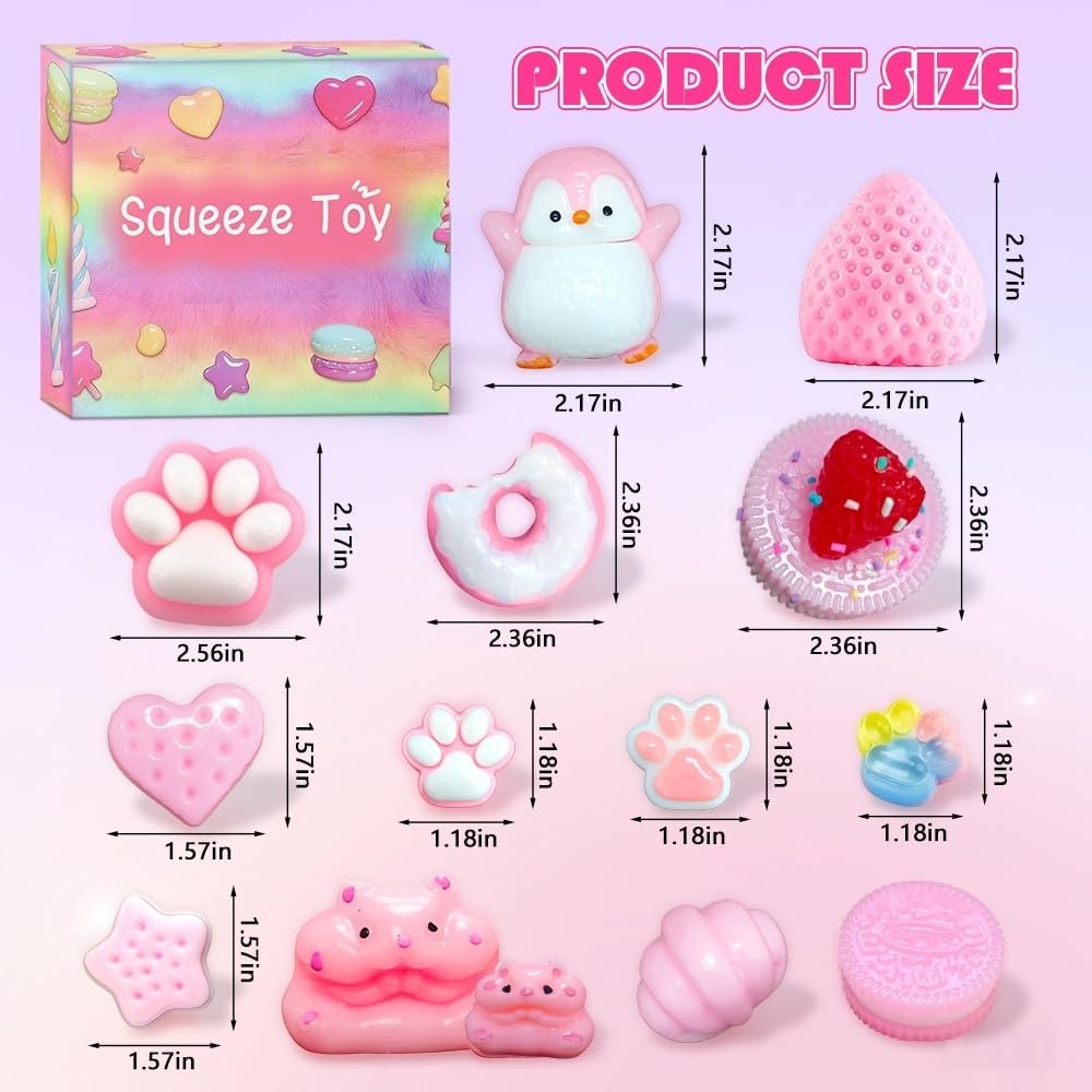 14Pcs Taba Squishies Toys, Cute Taba Fufu Squishy Toy Stress Relief Toys Sensory for Kids Adults, Squeeze Toys for Anxiety, Party Favors, Birthday Gifts, Classroom Prizes