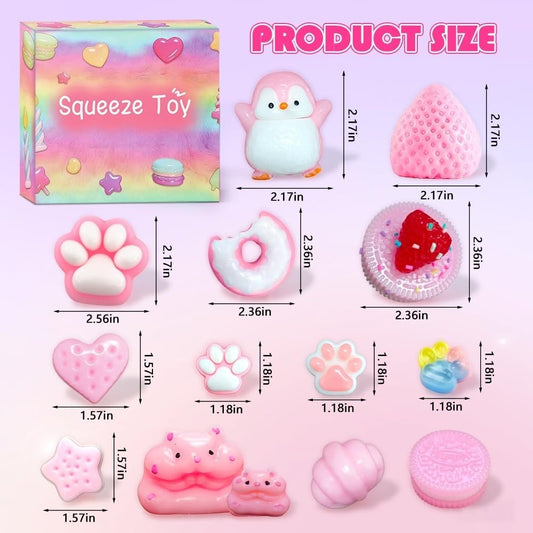 14Pcs Taba Squishies Toys, Cute Taba Fufu Squishy Toy Stress Relief Toys Sensory for Kids Adults, Squeeze Toys for Anxiety, Party Favors, Birthday Gifts, Classroom Prizes
