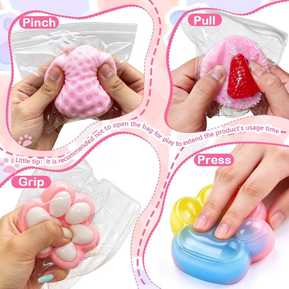 14Pcs Taba Squishies Toys, Cute Taba Fufu Squishy Toy Stress Relief Toys Sensory for Kids Adults, Squeeze Toys for Anxiety, Party Favors, Birthday Gifts, Classroom Prizes