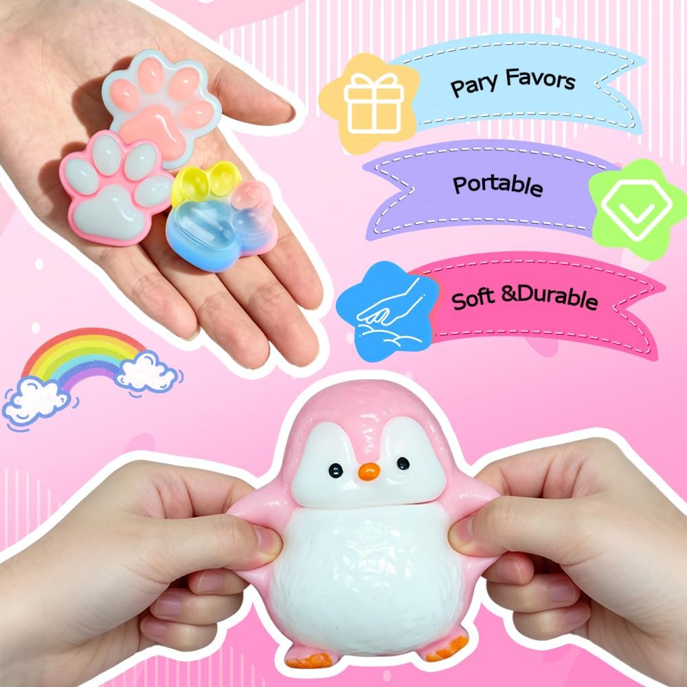 14Pcs Taba Squishies Toys, Cute Taba Fufu Squishy Toy Stress Relief Toys Sensory for Kids Adults, Squeeze Toys for Anxiety, Party Favors, Birthday Gifts, Classroom Prizes