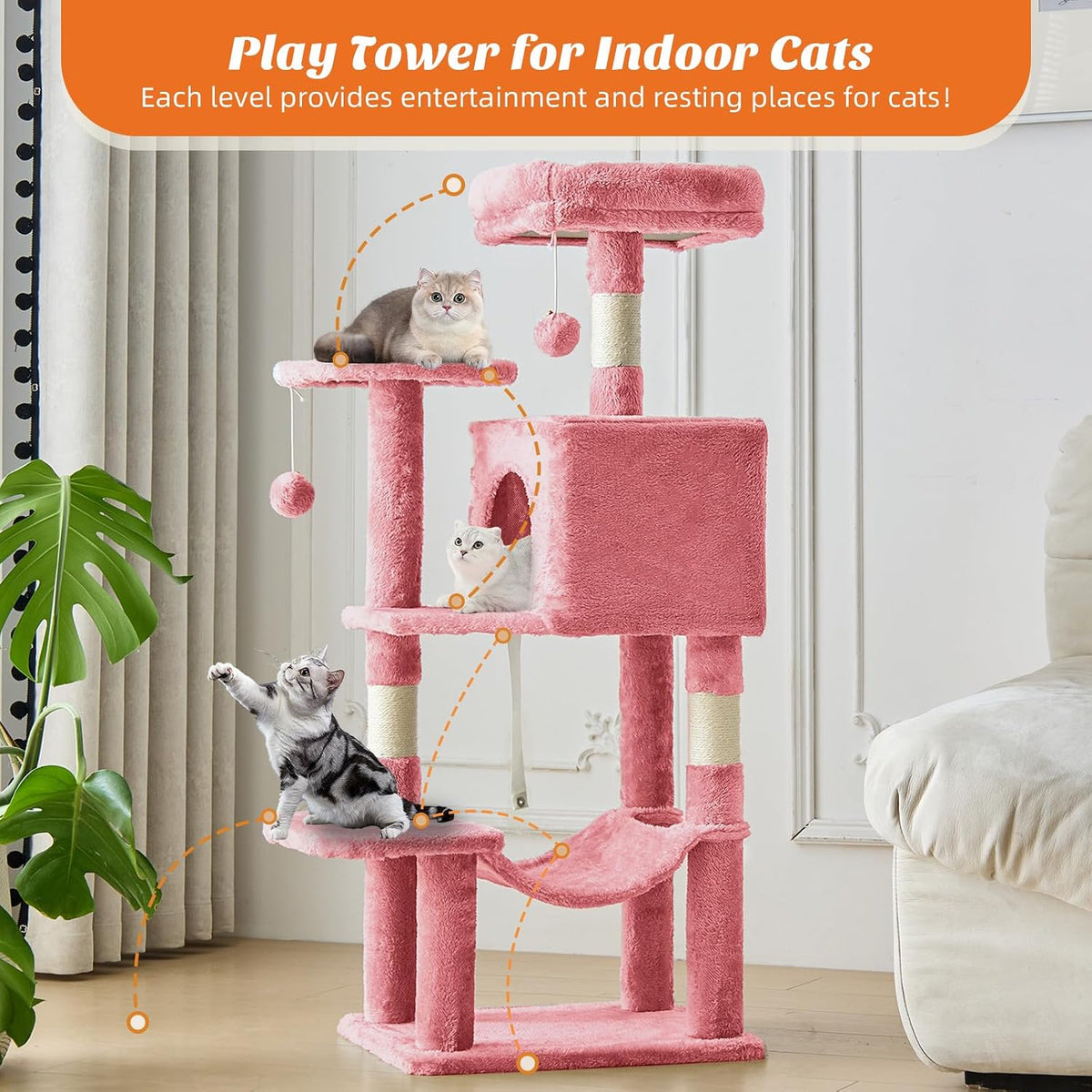 44 Inch Small Cat Tree Tower for Indoor Cats and Kittens