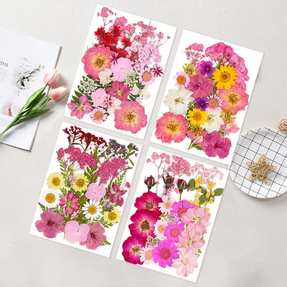 Pressed Flowers Bulk Dried Flowers for Crafts,Real Natural Pressed Flowers Dry Leaves Kit for Crafts Resin Mold Jewelry Candle Soap Making Scrapbooking Nails DIY（Pink Style）