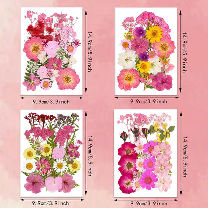 Pressed Flowers Bulk Dried Flowers for Crafts,Real Natural Pressed Flowers Dry Leaves Kit for Crafts Resin Mold Jewelry Candle Soap Making Scrapbooking Nails DIY（Pink Style）