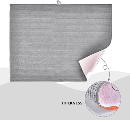 Dish Drying Mat for Kitchen Pink Bow Pattern Cherry Counter Absorbent Dishes Drainer Microfiber Large 18x24 Inch