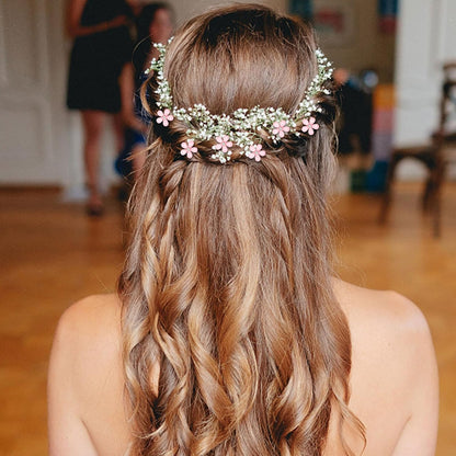 Mini Pink Flower Hair Accessories - 20Pcs Rhinestone Decorative Barrettes, Pins and Clips for Girls, Women, Weddings and Bridal Occasions