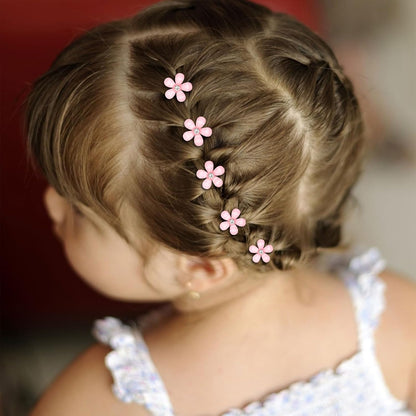 Mini Pink Flower Hair Accessories - 20Pcs Rhinestone Decorative Barrettes, Pins and Clips for Girls, Women, Weddings and Bridal Occasions