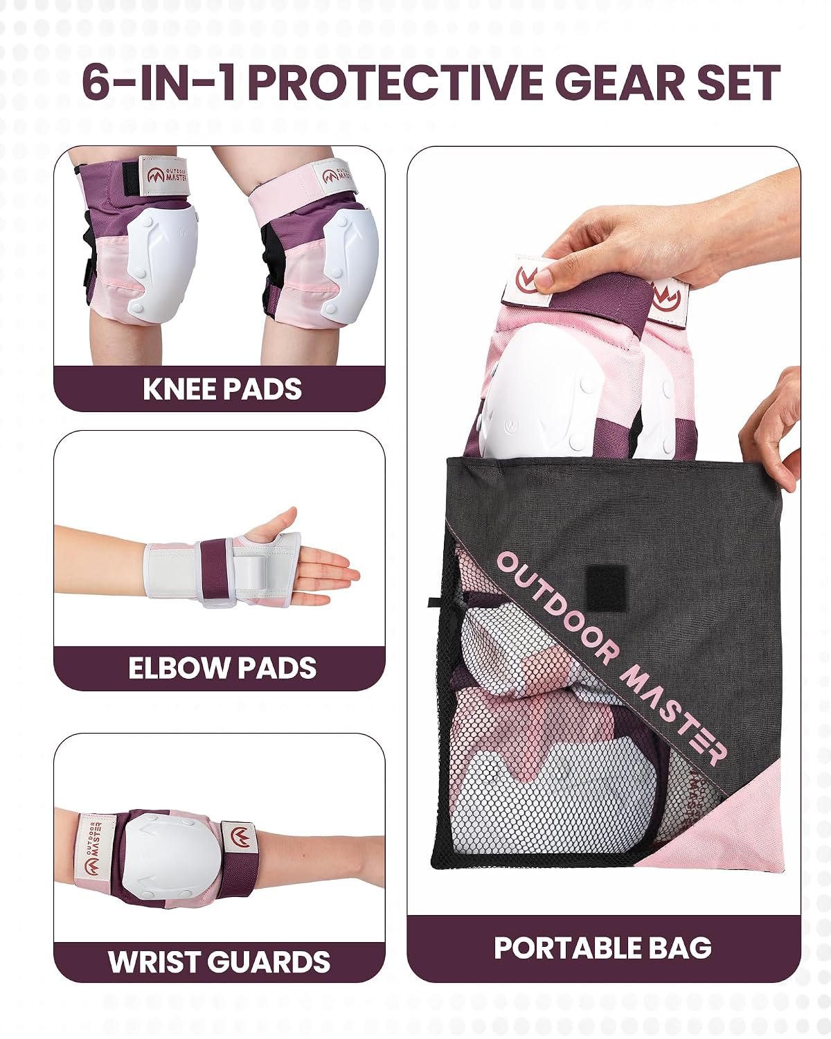 Skateboard Knee Pads Elbow Pads Wrist Guards for Adult Youth