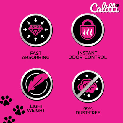 Calitti Premium Crystal Cat Litter – 99.9% Dust Free, Maximum Odor Control, Soft on Paws, Low Tracking, Lightweight Silica Gel, Non-Clumping, Multi-Cat, Unscented – 8 lb Bag