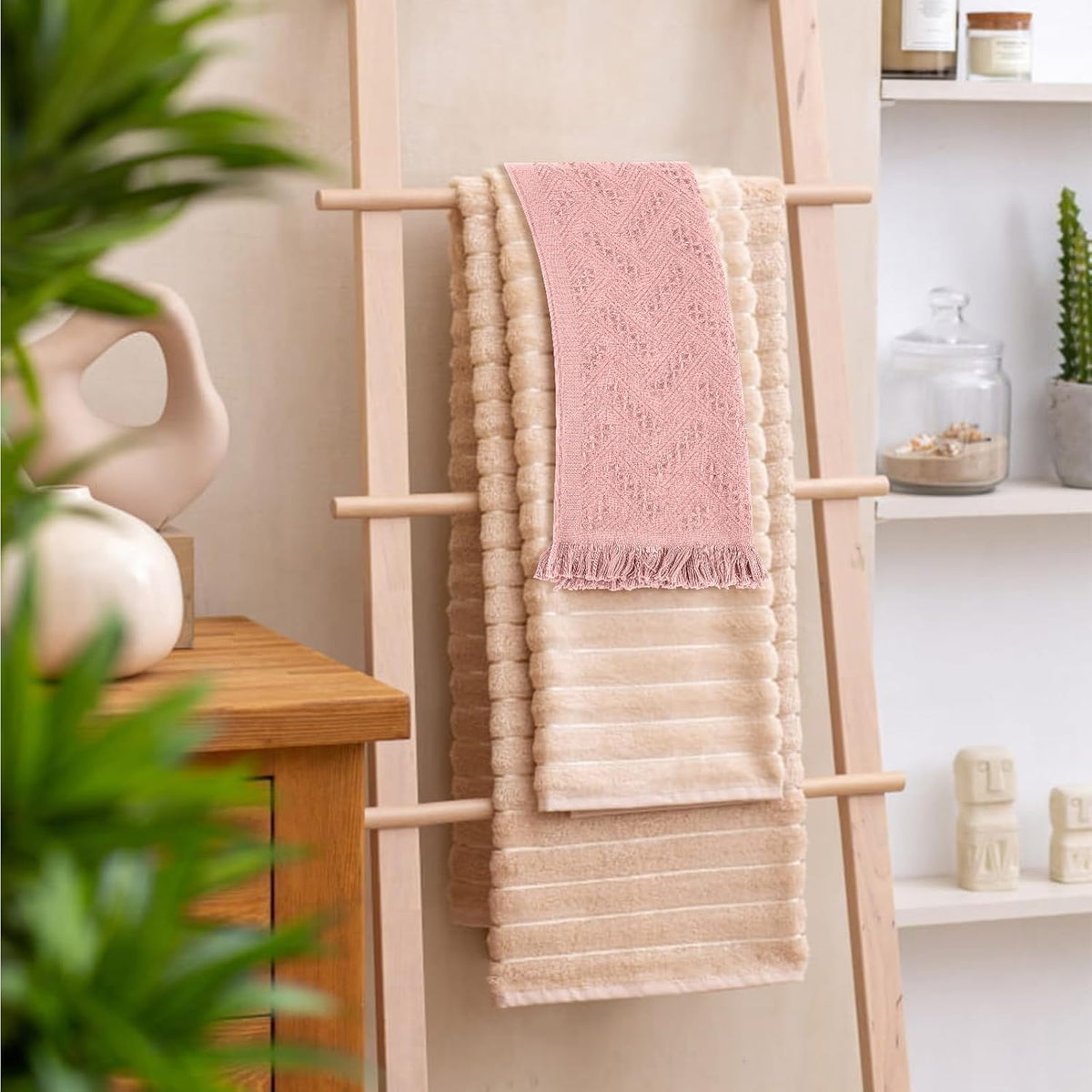 2 Pcs Hand Towels Bathroom, 30×13 Inch Boho Decorative Hand Towels