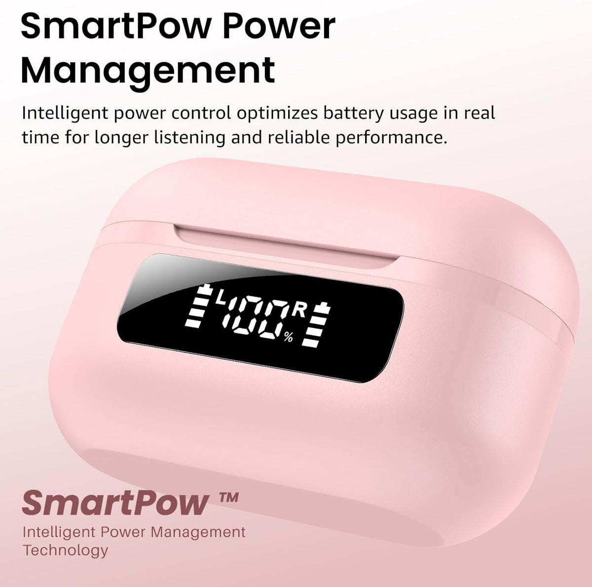 NC9 Hybrid Active Noise Cancelling Wireless Earbuds, 60H, LED Display