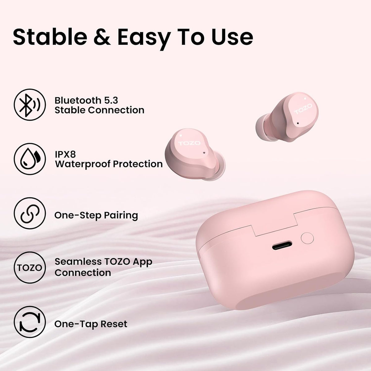 NC9 Hybrid Active Noise Cancelling Wireless Earbuds, 60H, LED Display