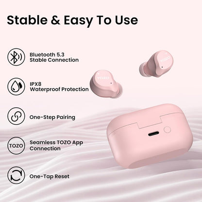 NC9 Hybrid Active Noise Cancelling Wireless Earbuds, 60H, LED Display