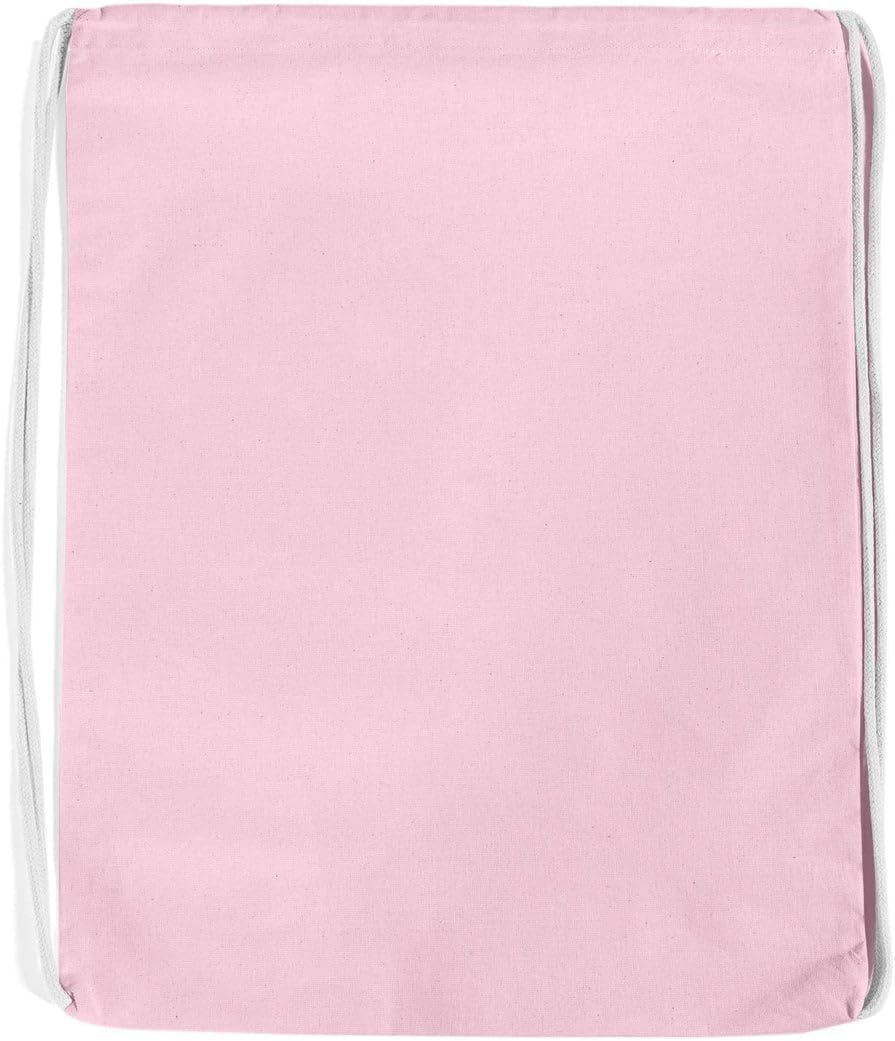 TBF Economical Cotton Drawstring Bags 12 Pcs Drawstring Sports Bag, Cinch Pack, Travel Backpack Gym Bag & Gift Bags, Light Pink
