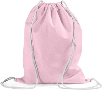 TBF Economical Cotton Drawstring Bags 12 Pcs Drawstring Sports Bag, Cinch Pack, Travel Backpack Gym Bag & Gift Bags, Light Pink