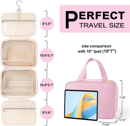 Travel Hanging Toiletry Bag, Personalized Initial Toiletry Pouch, Birthday Gifts for Women Mom Daughter Sister Friends, Cruise Essentials, Pink K