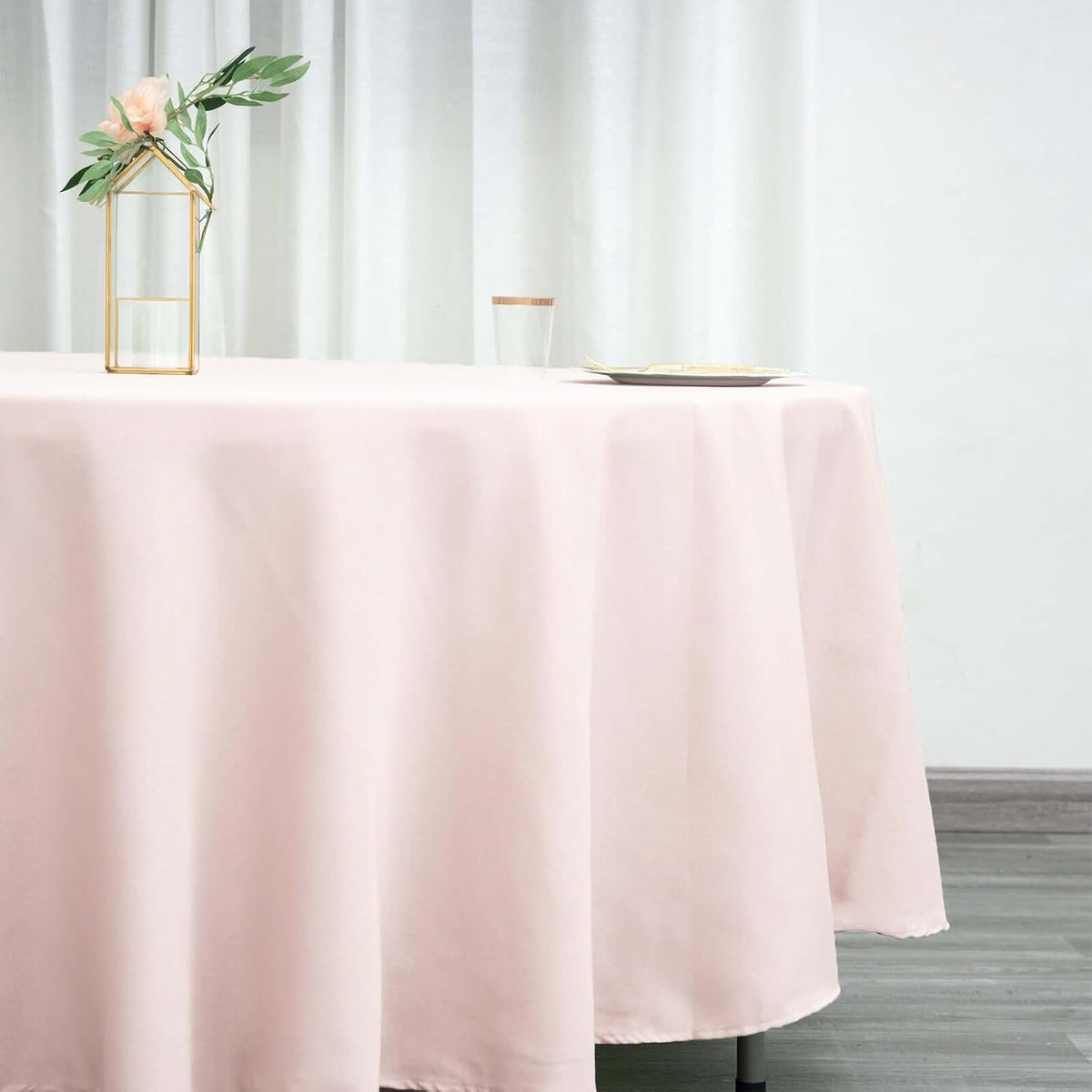 Round Tablecloth, 108 Inch Stain & Wrinkle Resistant Washable Table Cloth, Decorative Polyester Fabric Table Cover for Banquet, Wedding, Dining- Blush