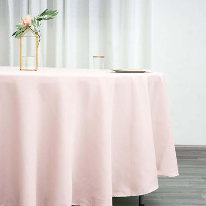 Round Tablecloth, 108 Inch Stain & Wrinkle Resistant Washable Table Cloth, Decorative Polyester Fabric Table Cover for Banquet, Wedding, Dining- Blush
