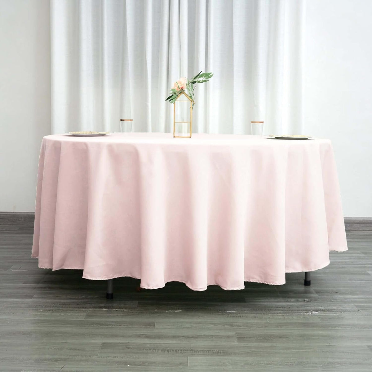 Round Tablecloth, 108 Inch Stain & Wrinkle Resistant Washable Table Cloth, Decorative Polyester Fabric Table Cover for Banquet, Wedding, Dining- Blush