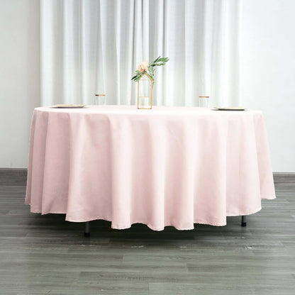 Round Tablecloth, 108 Inch Stain & Wrinkle Resistant Washable Table Cloth, Decorative Polyester Fabric Table Cover for Banquet, Wedding, Dining- Blush