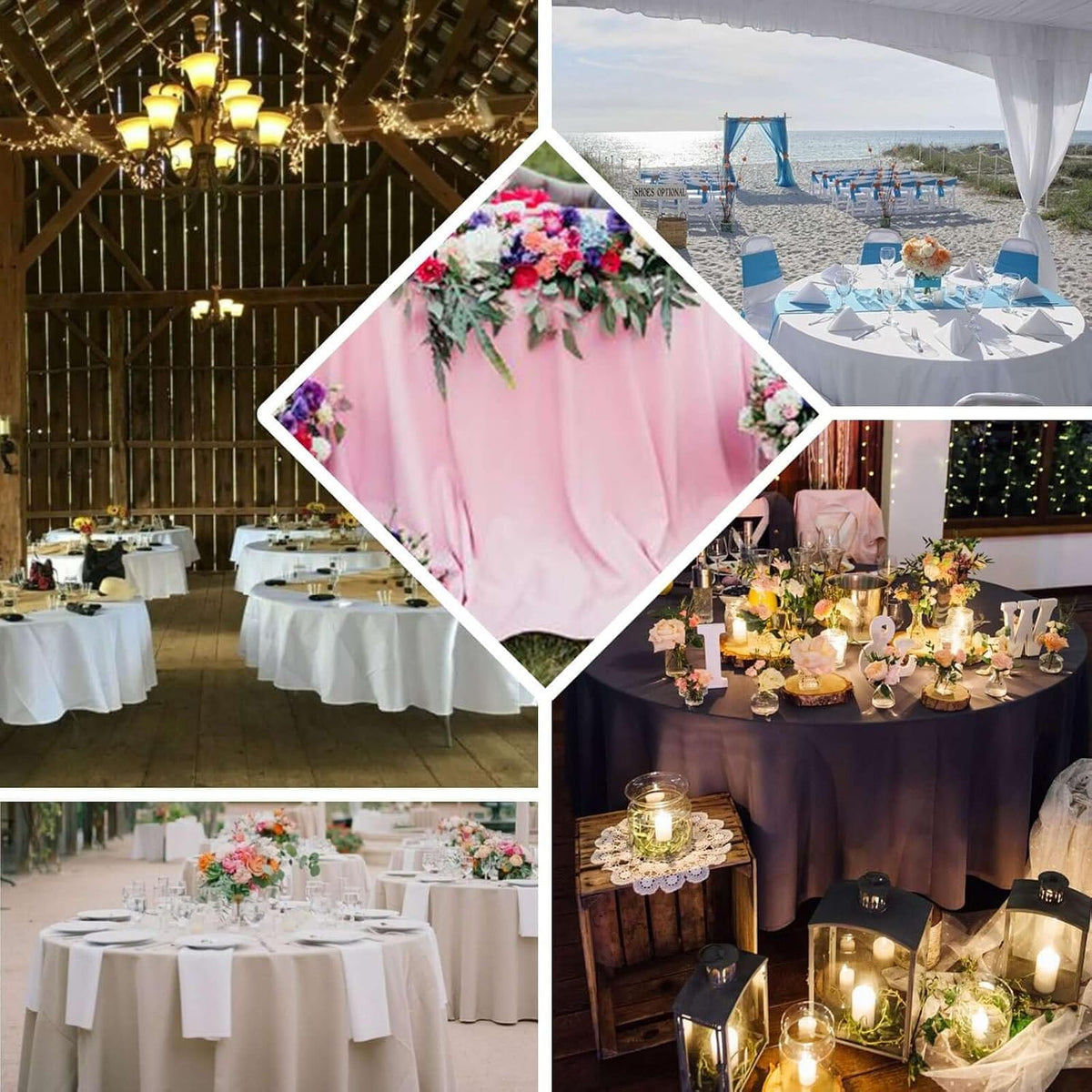 Round Tablecloth, 108 Inch Stain & Wrinkle Resistant Washable Table Cloth, Decorative Polyester Fabric Table Cover for Banquet, Wedding, Dining- Blush