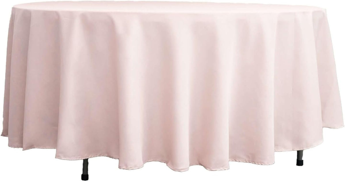 Round Tablecloth, 108 Inch Stain & Wrinkle Resistant Washable Table Cloth, Decorative Polyester Fabric Table Cover for Banquet, Wedding, Dining- Blush