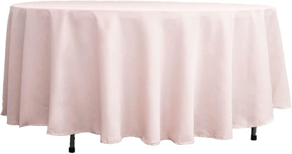 Round Tablecloth, 108 Inch Stain & Wrinkle Resistant Washable Table Cloth, Decorative Polyester Fabric Table Cover for Banquet, Wedding, Dining- Blush