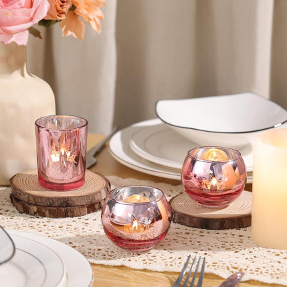 12 Pcs Pink Combination Tea Lights Candle Holder Set Decorative