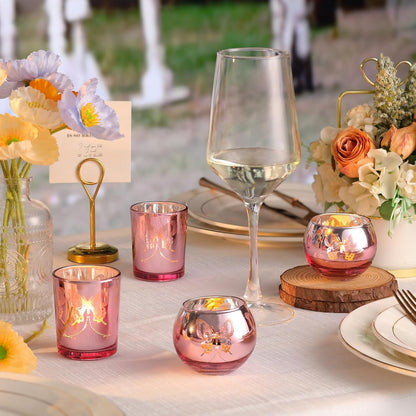 12 Pcs Pink Combination Tea Lights Candle Holder Set Decorative