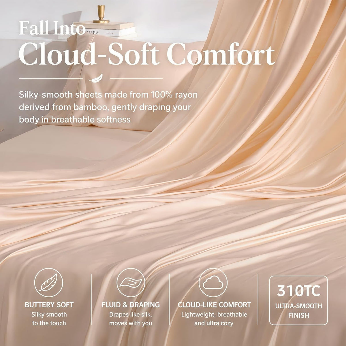 King Bamboo Rayon Sheets Set, Silky Soft Cooling Sheets Stay Put