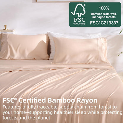 King Bamboo Rayon Sheets Set, Silky Soft Cooling Sheets Stay Put