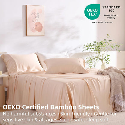 King Bamboo Rayon Sheets Set, Silky Soft Cooling Sheets Stay Put