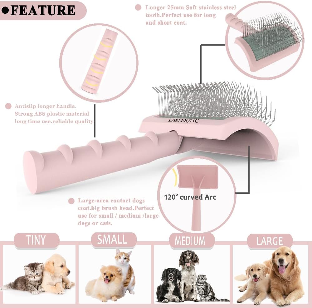 Dog Slicker Brush for Poodles Doodles Fluffy Deshedding Loose Hair.