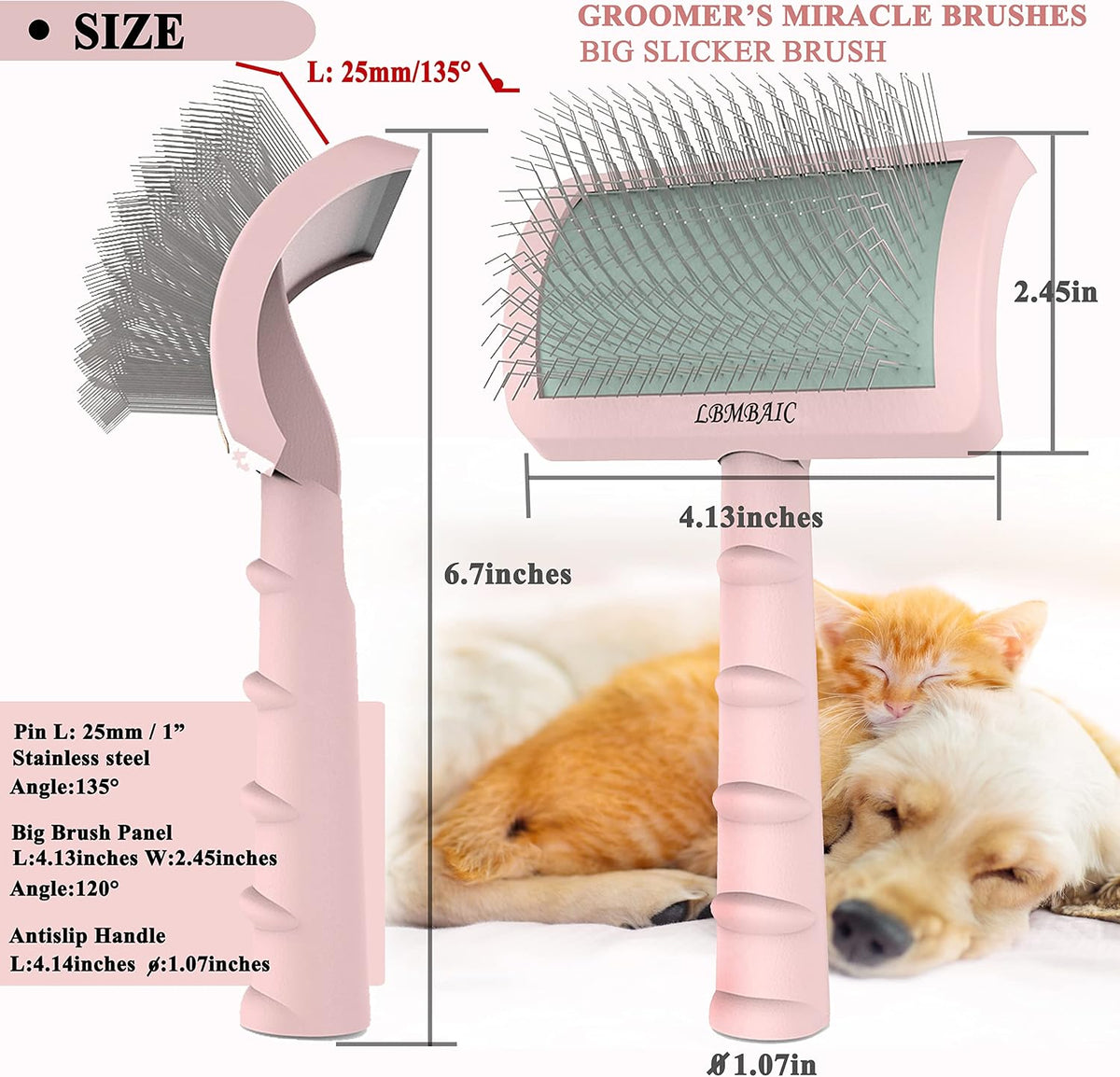Dog Slicker Brush for Poodles Doodles Fluffy Deshedding Loose Hair.