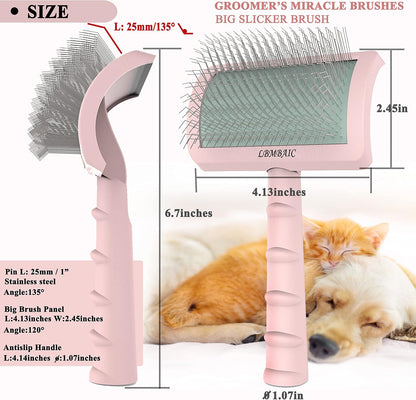 Dog Slicker Brush for Poodles Doodles Fluffy Deshedding Loose Hair.
