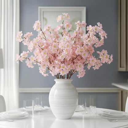 Daifunli 6 Pcs Artificial Cherry Blossom Branches Silk, Light Pink, Classic