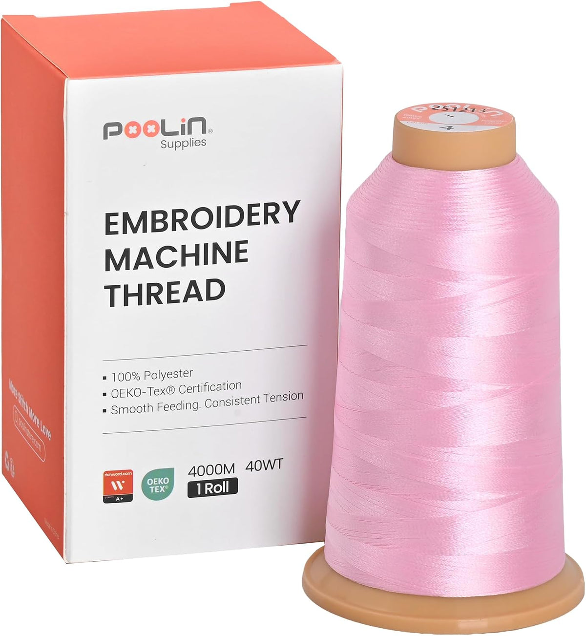 Poolin Polyester Machine Embroidery Thread 4000M 40WT Baby Pink 0004