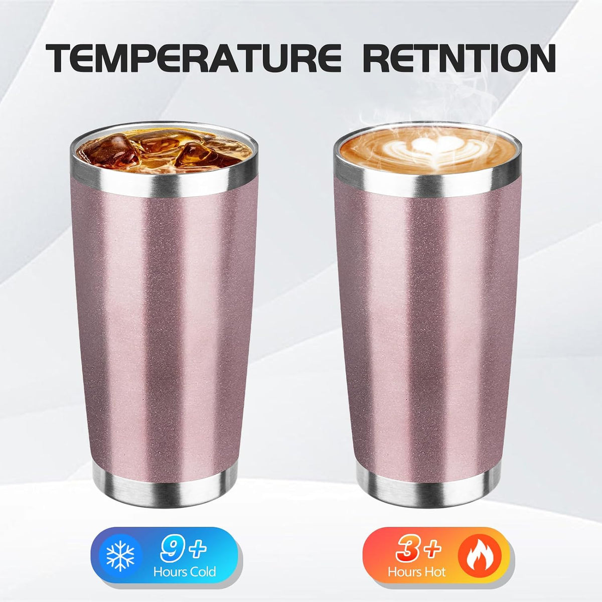20oz Stainless Steel Travel Coffee Tumbler,Rose Gold