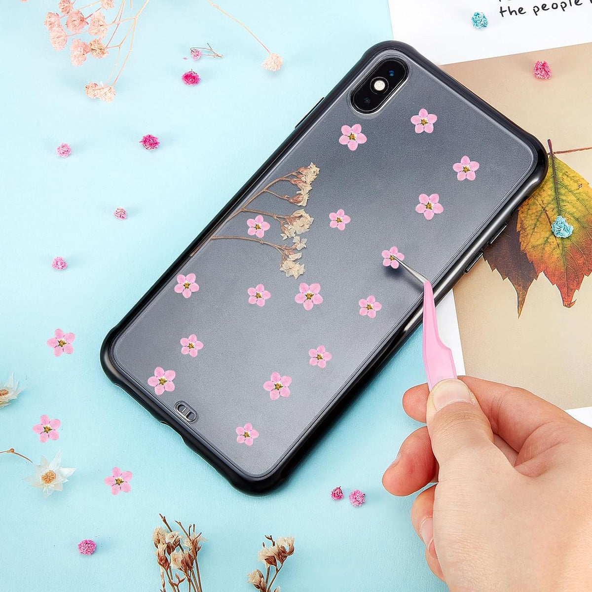 100 Pcs Natural Dried Forget Me Not Flowers Don't Forget Me Real Dried Pressed Flowers for Jewelry Candle Card Making DIY Resin Ornaments Nail Art Decorations(Pink)