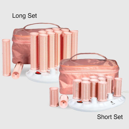 CALISTA Hot Rollers, 12-Piece Long Set with Claw Clips, Pink Sands