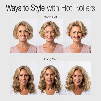 CALISTA Hot Rollers, 12-Piece Long Set with Claw Clips, Pink Sands