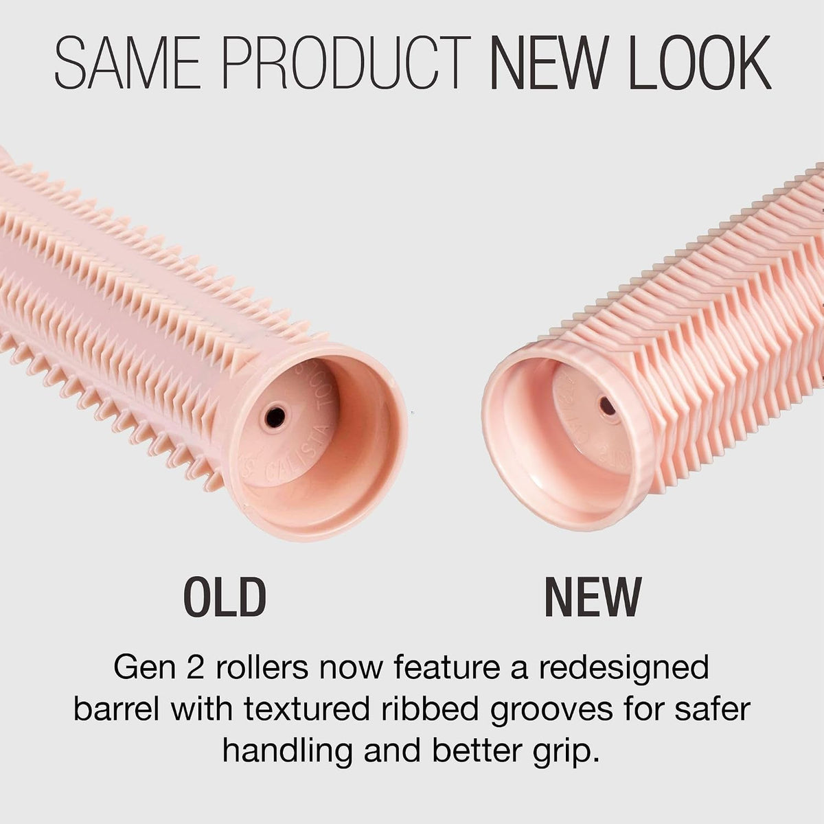 CALISTA Hot Rollers, 12-Piece Long Set with Claw Clips, Pink Sands