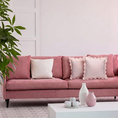 2 Pack Scalloped Pillow Covers, Pink Stripe, 20 x 20 Inch
