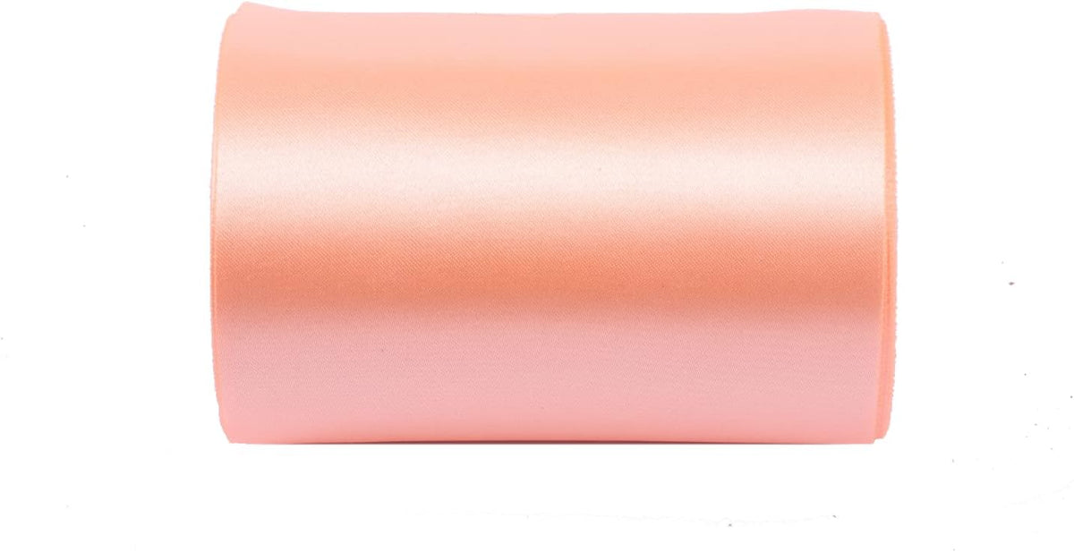 YYCRAFT 4 Inch Wide Satin Ribbon Satin Fabric Spool for Grand Opening Cutting Ceremony Wedding Birthday Party Decoration Gift Craft (22 Yards,Peach)