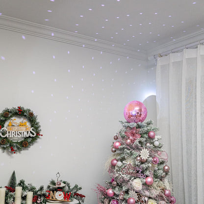 Pink Christmas Tree Topper 8 Inch Mirror Disco Ball Tree Topper