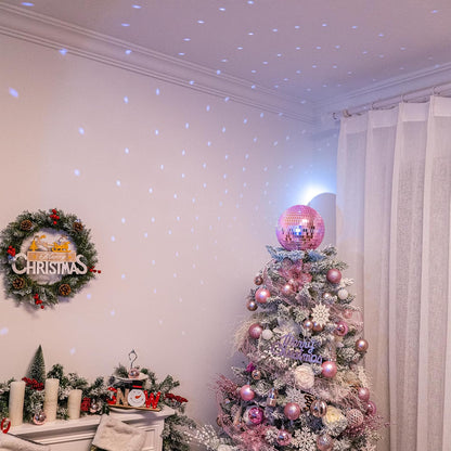 Pink Christmas Tree Topper 8 Inch Mirror Disco Ball Tree Topper