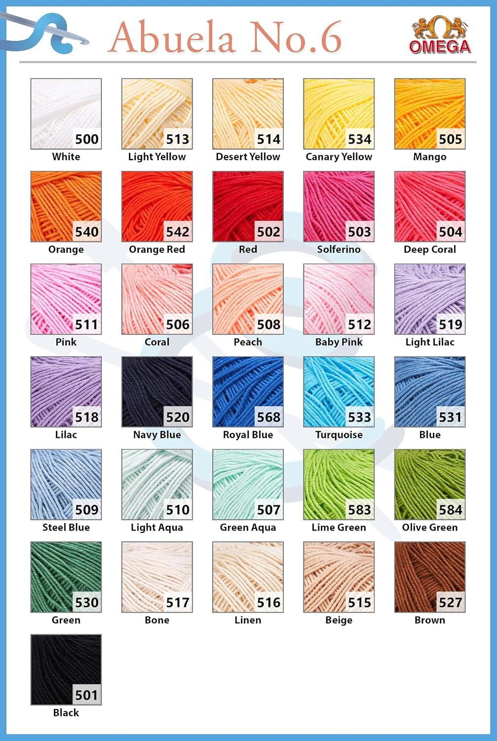 Abuela NO.6 [70grs] by Omega - Soft Yarn 100% Mercerized Cotton Yarn - Color 13-Peach 508
